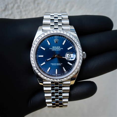 rolex blue diamond datejust|rolex datejust 41 diamond bezel.